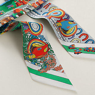 美品【HERMES】ツイリー ポニー・ピット・ストップ シルク ランク N 新品 HERMÈS エルメス ツイリー ポニー・ピット